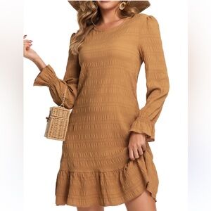 Chic Tan Long Sleeve Dress